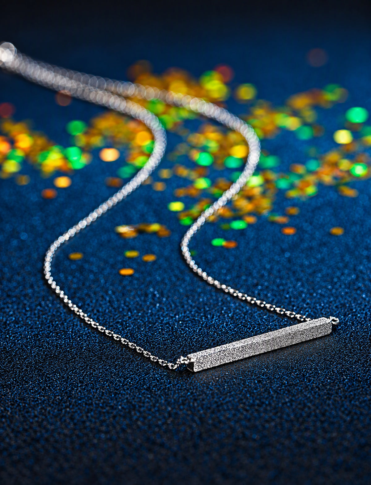 Horizontal Bar Necklace for Women, Textured Straight Line Pendant with Fine Chain, Minimalist Jewelry for Everyday Style