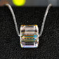 925 Sterling Silver Square Pendant Necklace, Minimalist Geometric Silver Chain Jewelry with Faceted Design for Women