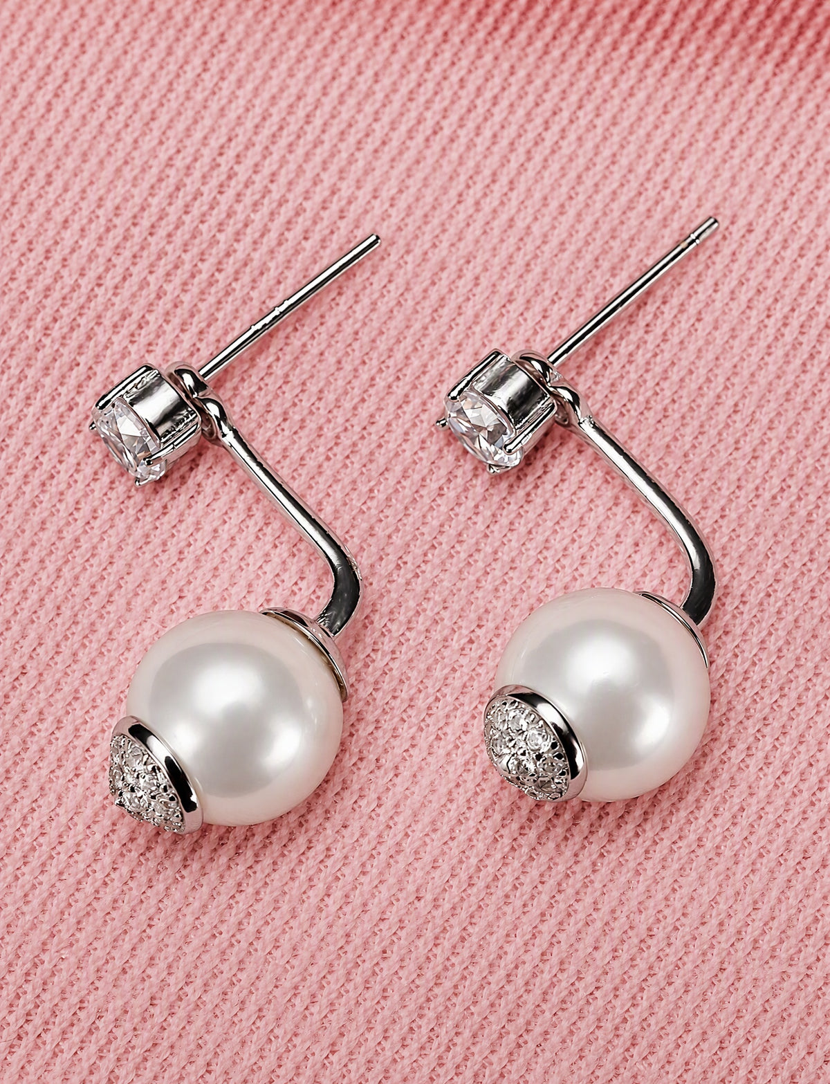 Product Title Pearl Ear Jacket Earrings for Women, Front Back Statement Studs, Everyday Office Wedding Party Jewelry