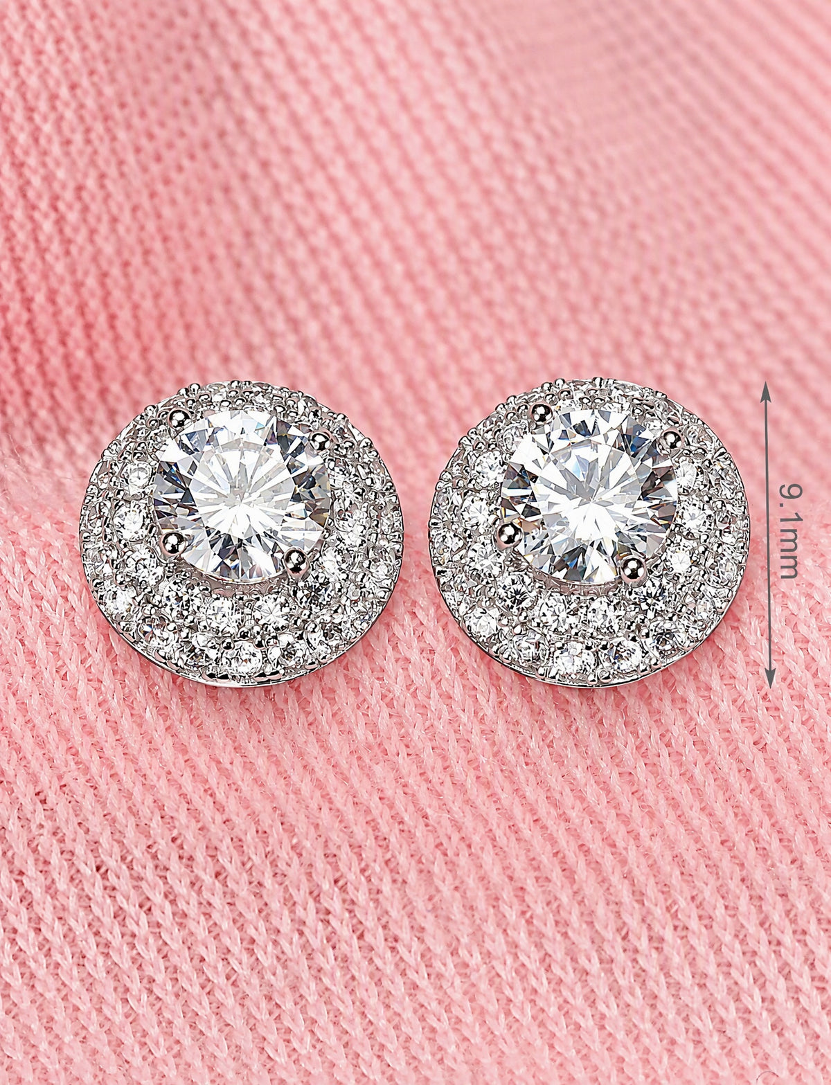 Round Halo Stud Earrings for Women, Geometric Statement Studs, Everyday Office Wedding Party Jewelry