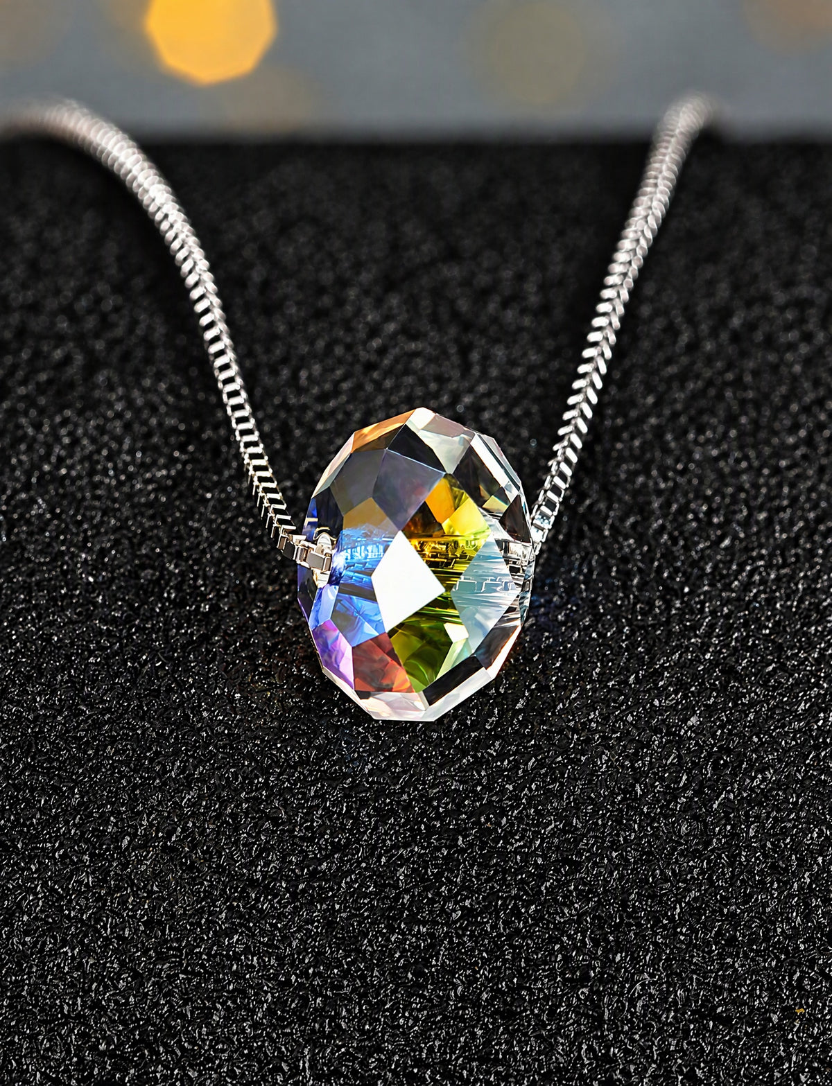 925 Sterling Silver Geometric Pendant Necklace, Minimalist Silver Chain Jewelry with Faceted Design for Women