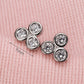 Double Cluster Ear Jacket Earrings for Women, Triple Stone Front Back Studs, Everyday Office Party Jewelry