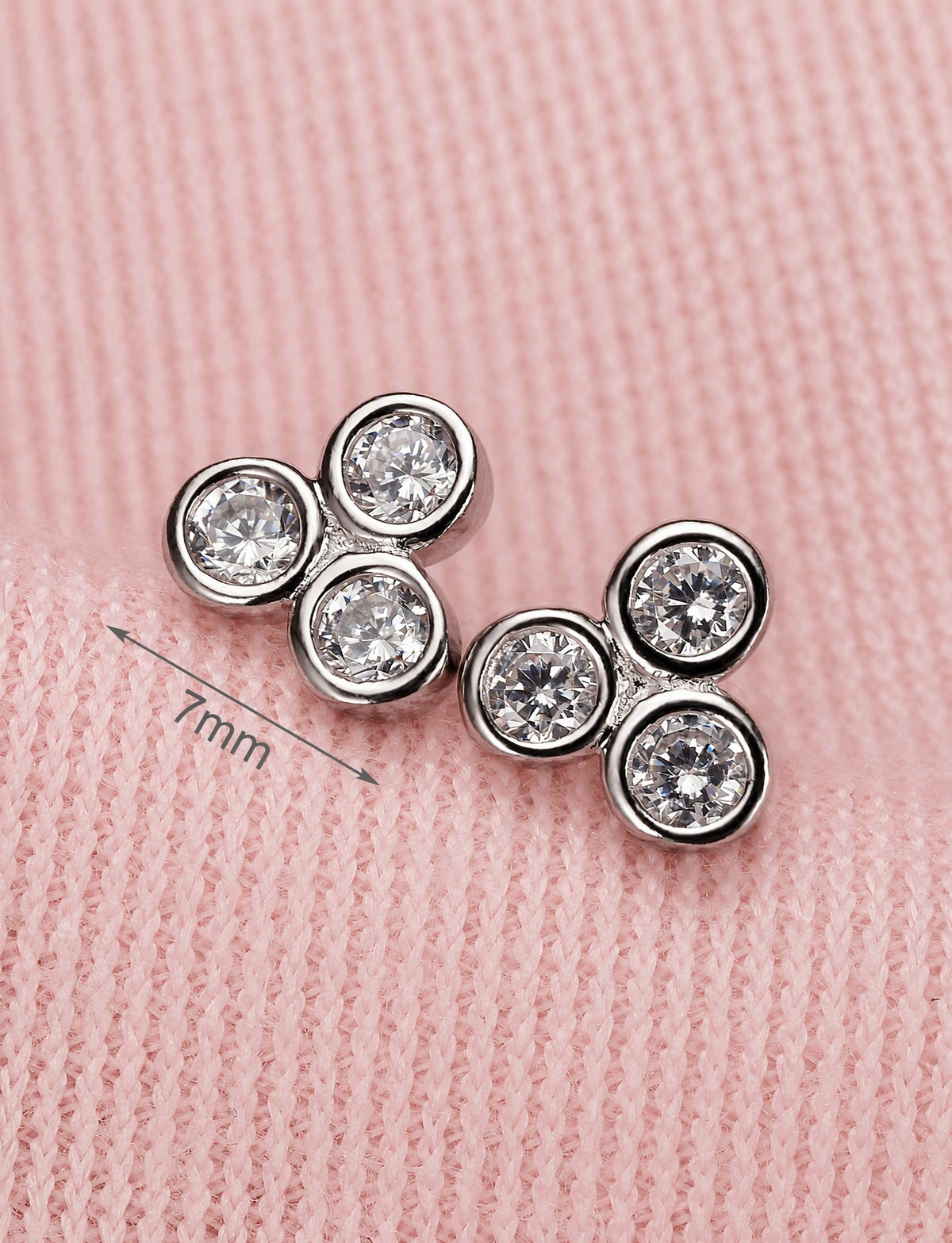 Double Cluster Ear Jacket Earrings for Women, Triple Stone Front Back Studs, Everyday Office Party Jewelry