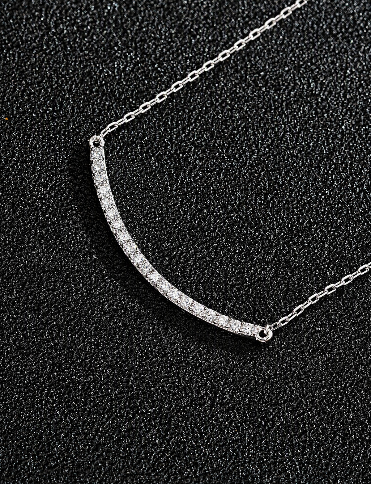 925 Sterling Silver Curved Bar Necklace, Minimalist Silver Pendant Jewelry with Chain, Dainty Modern Necklace for Women