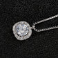 Halo Pendant Necklace for Women, Round Faceted Center with Circle Accents, Solitaire Style Jewelry for Daily Wear