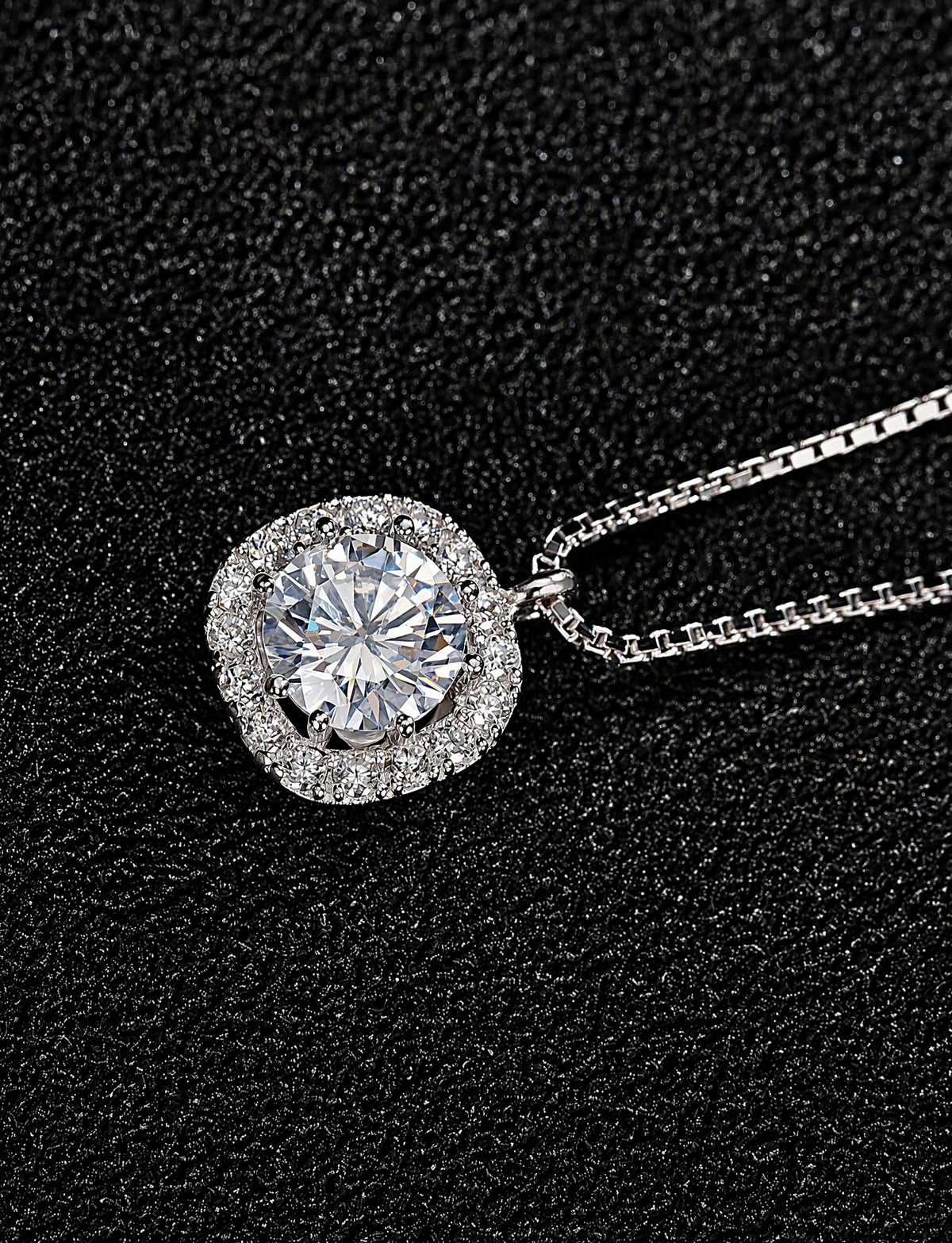 Halo Pendant Necklace for Women, Round Faceted Center with Circle Accents, Solitaire Style Jewelry for Daily Wear
