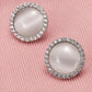 Round Halo Stud Earrings for Women, Cabochon Geometric Statement Studs, Everyday Office Wedding Party Jewelry