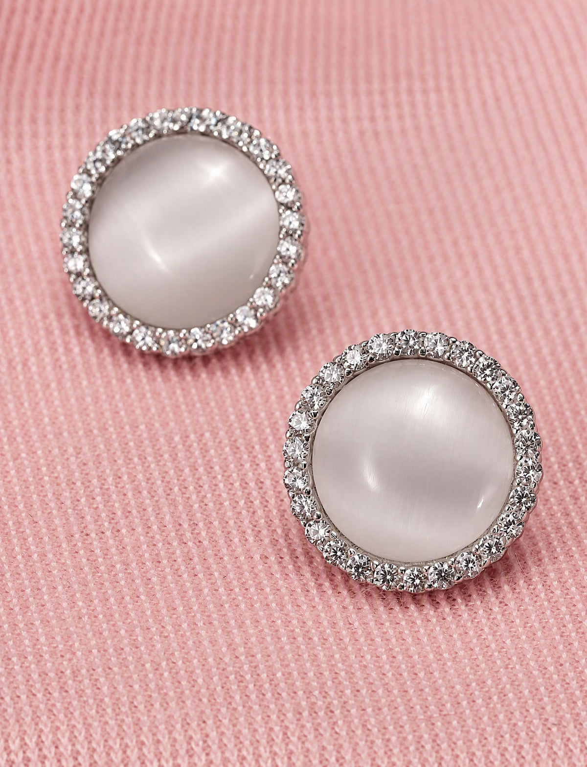 Round Halo Stud Earrings for Women, Cabochon Geometric Statement Studs, Everyday Office Wedding Party Jewelry