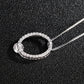 Oval Pendant Necklace for Women, Openwork Oval Frame with Pave Stone Accents and Round Stone Detail, Everyday Jewelry