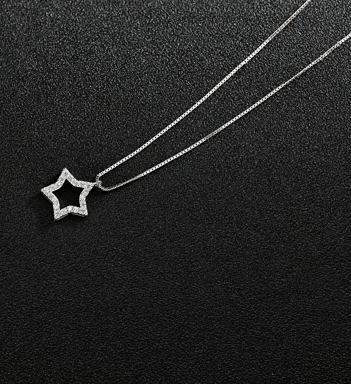 Star Pendant Necklace for Women, Open Five Point Star Design with Faceted Accents, Minimalist Celestial Jewelry