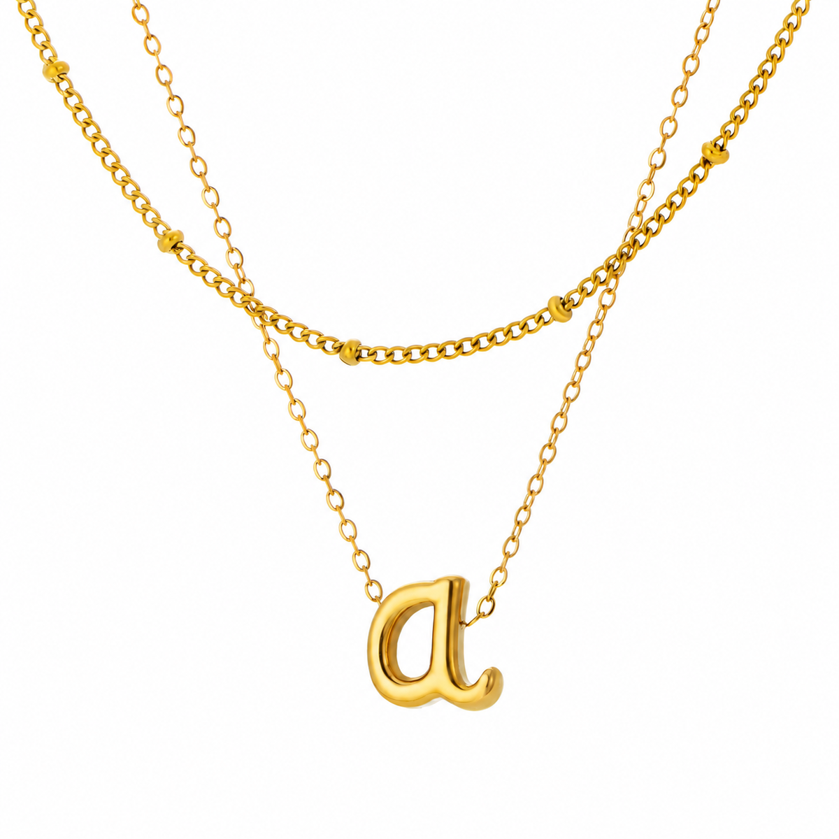 Initial Necklace for Women, Layered Beaded Chain Necklace, A to Z Letter Pendant Jewelry for Daily Wear