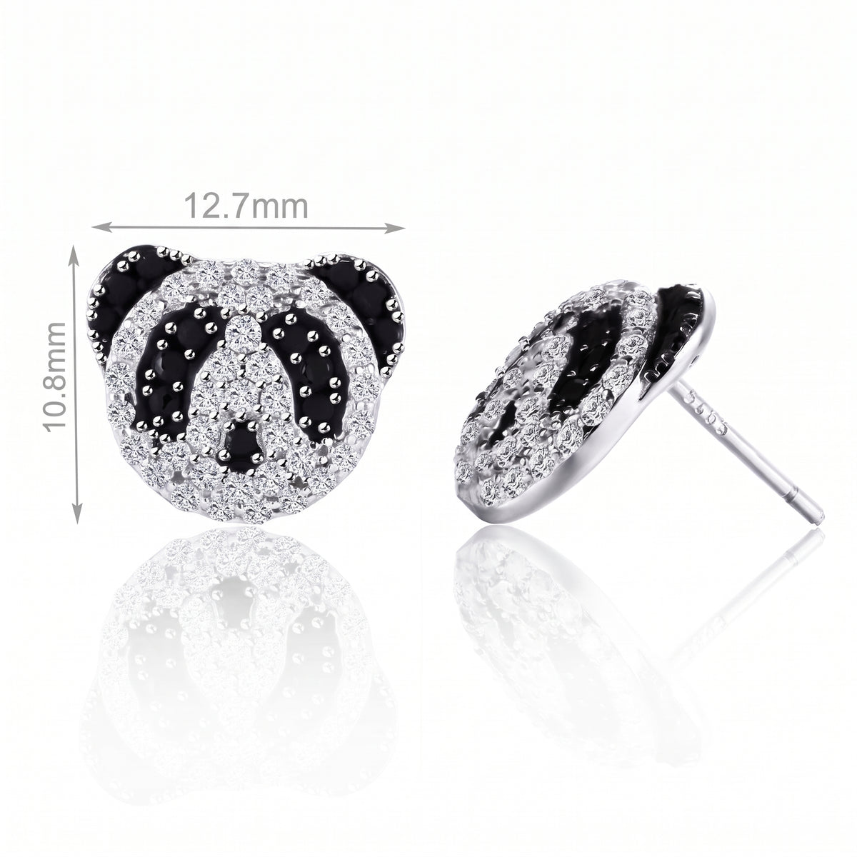 Panda Necklace and Earrings Set, Black and White Panda Jewelry Set, Stud Earrings and Pendant Necklace for Women
