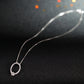 Oval Pendant Necklace for Women, Openwork Oval Frame with Pave Stone Accents and Round Stone Detail, Everyday Jewelry
