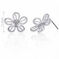 Flower Jewelry Set for Women, Five Petal Openwork Floral Pendant Necklace and Matching Stud Earrings, Daily Accessories