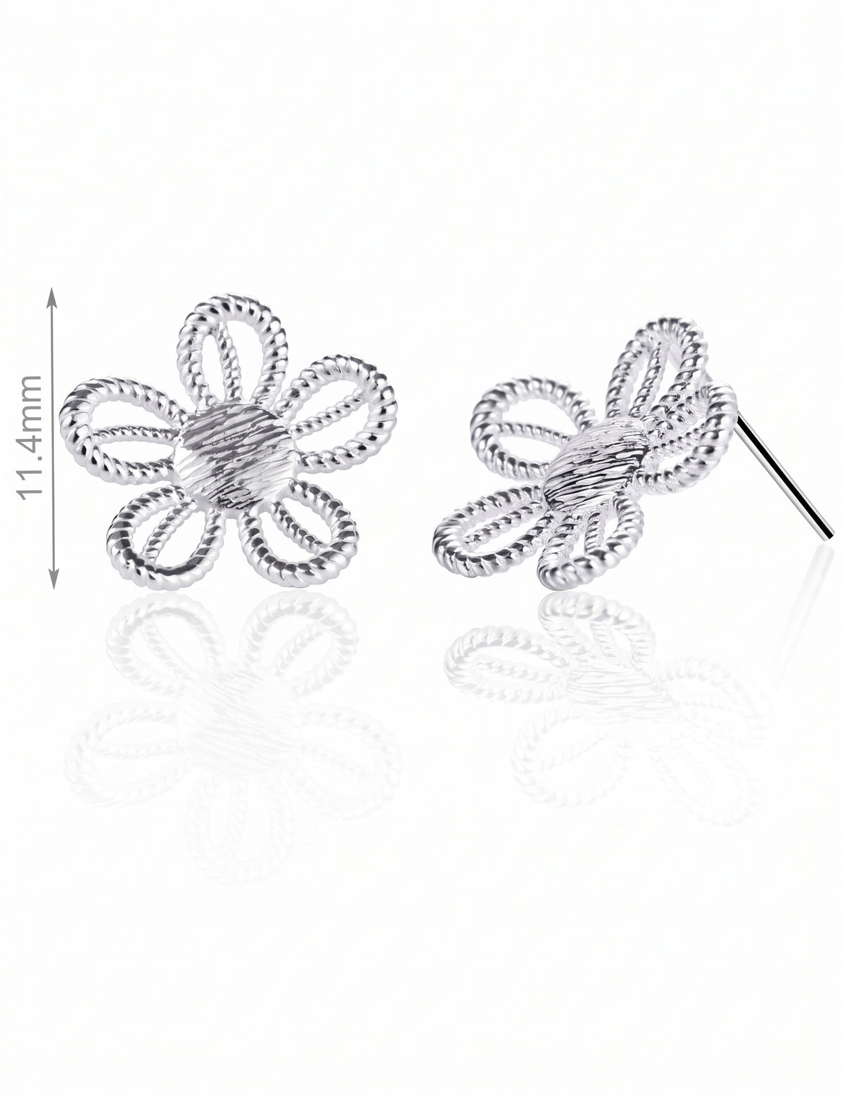 Flower Jewelry Set for Women, Five Petal Openwork Floral Pendant Necklace and Matching Stud Earrings, Daily Accessories