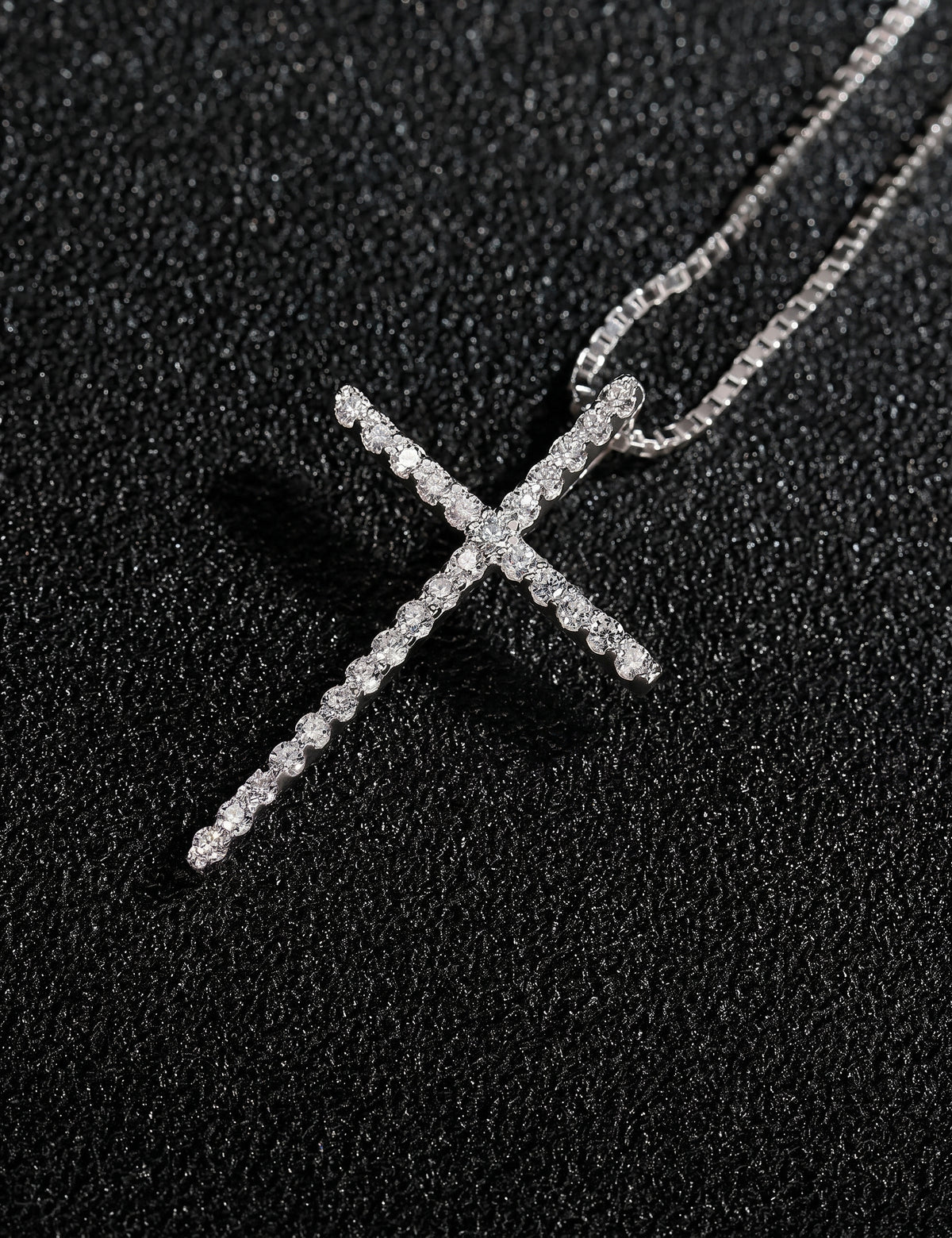Cross Necklace for Women, Minimalist Latin Cross Pendant with Pave Stone Accents, Classic Everyday Faith Jewelry
