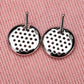 Round Stud Earrings for Women, Pavé Style Geometric Disc Statement Studs, Everyday Office Party Jewelry