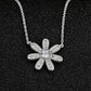 Flower Necklace for Women, Seven Petal Floral Centerpiece with Faceted Details, Dainty Botanical Jewelry for Daily Style