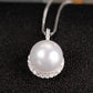Pearl Jewelry Set for Women, Round Freshwater Pearl Pendant Necklace and Matching Halo Stud Earrings, Daily Wear