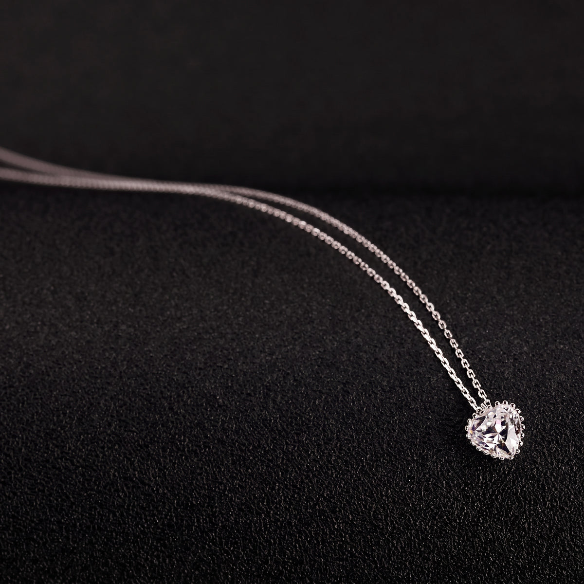 Heart Jewelry Set for Women, Faceted Heart Pendant Necklace and Matching Stud Earrings, Daily Wear Accessories