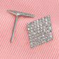 Square Stud Earrings for Women, Geometric Pavé Style Statement Earrings, Everyday Office Party Jewelry