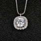 Halo Pendant Necklace for Women, Round Faceted Center with Circle Accents, Solitaire Style Jewelry for Daily Wear