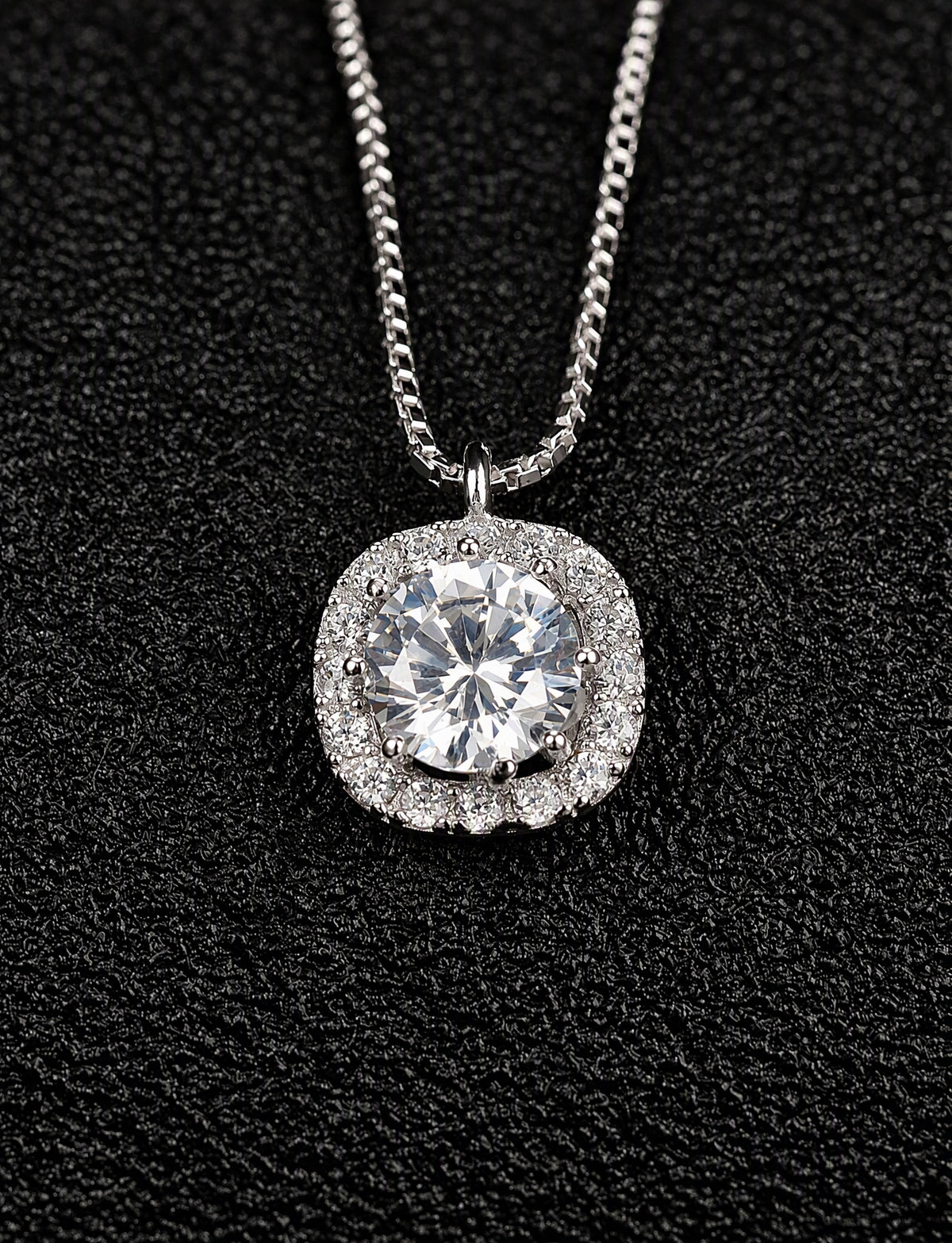 Halo Pendant Necklace for Women, Round Faceted Center with Circle Accents, Solitaire Style Jewelry for Daily Wear