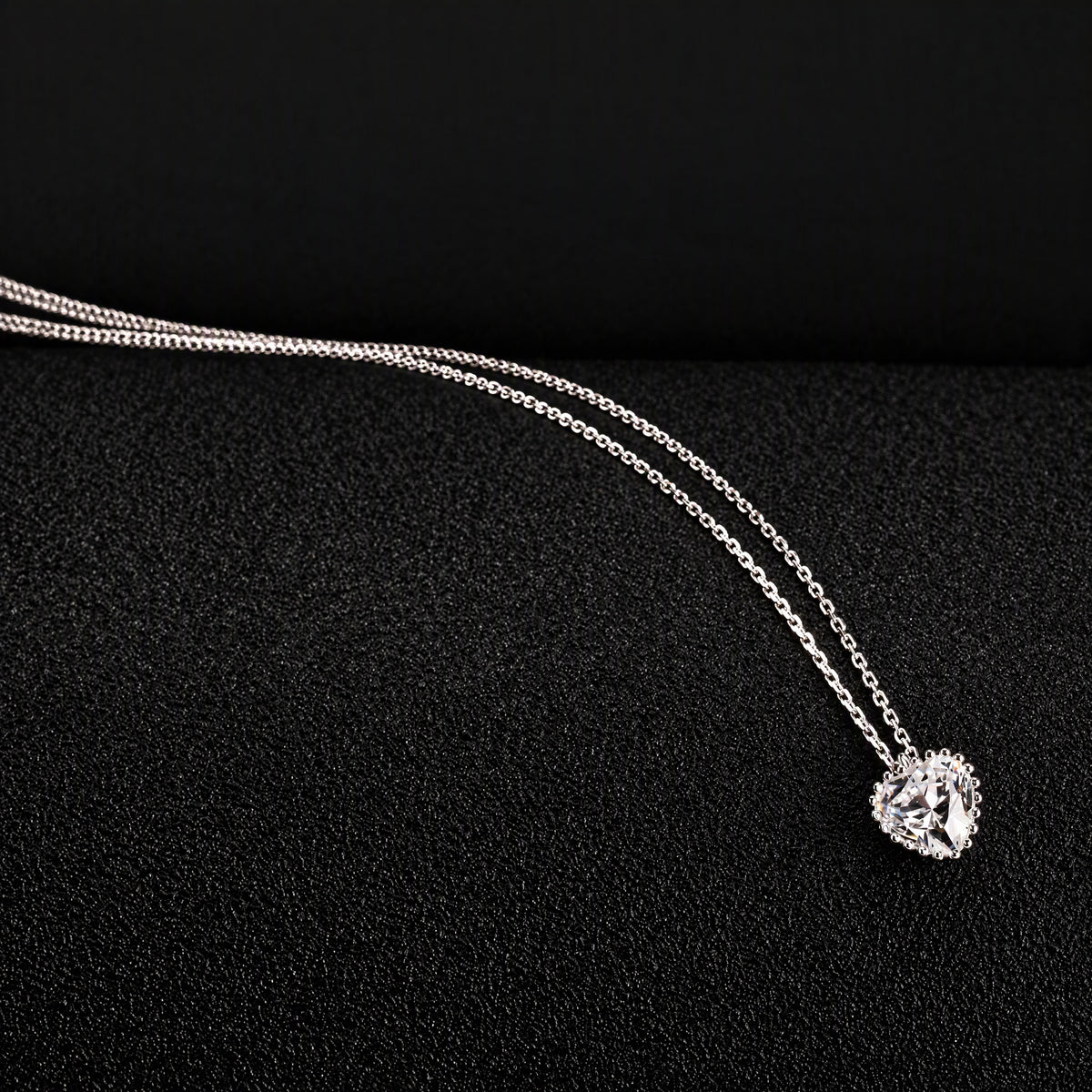 Heart Pendant Necklace for Women, Faceted Heart Design with Beaded Edge, Dainty Jewelry for Everyday Styling