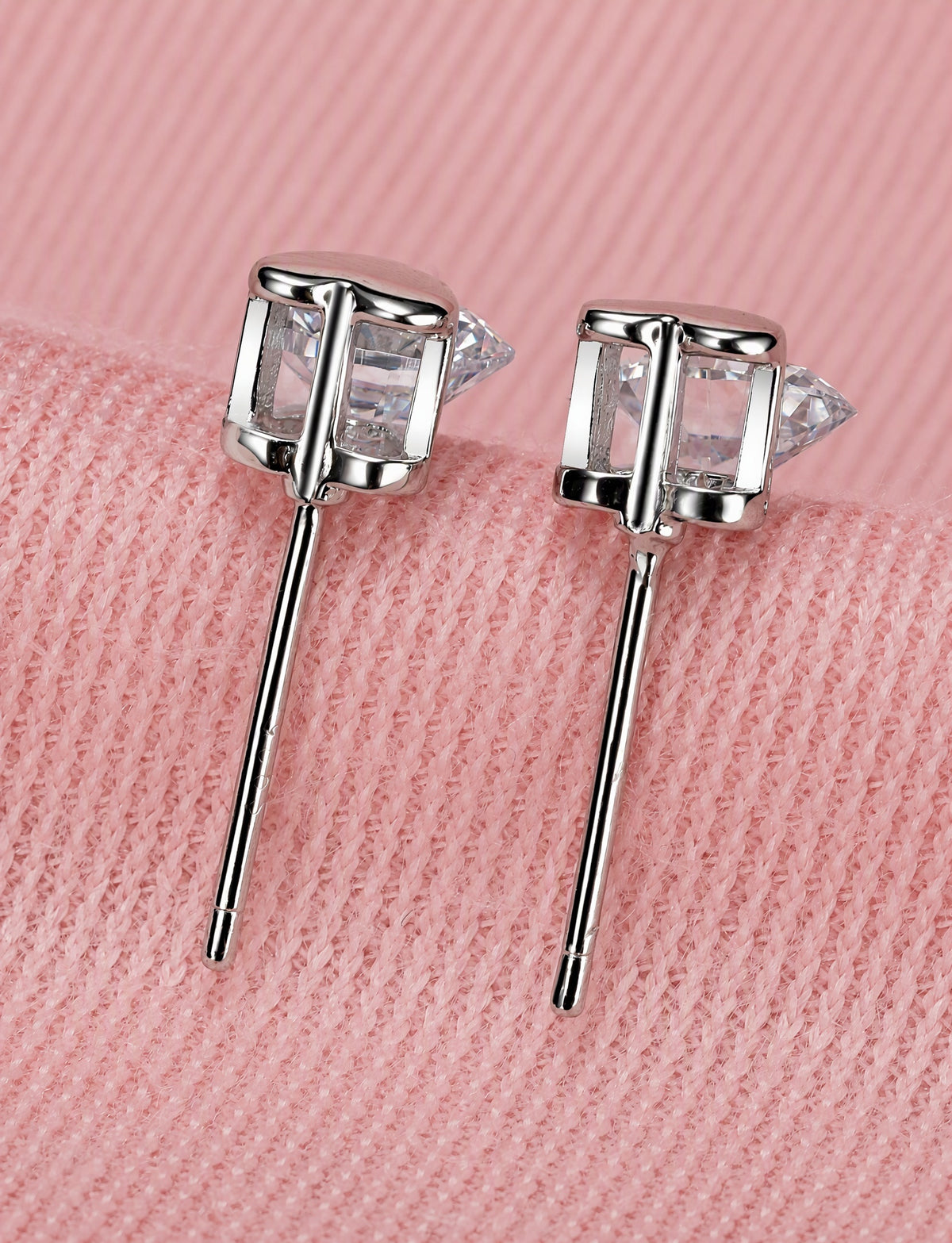 Heart Stud Earrings for Women, Round Faceted Stone Geometric Statement Studs, Office Wedding Party Jewelry
