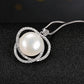 Freshwater Pearl Necklace for Women, Interlocking Circle Pendant with Pave Stone Accents, Modern Everyday Jewelry