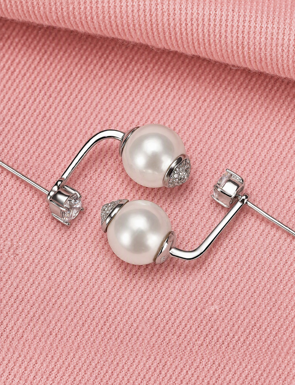 Product Title Pearl Ear Jacket Earrings for Women, Front Back Statement Studs, Everyday Office Wedding Party Jewelry