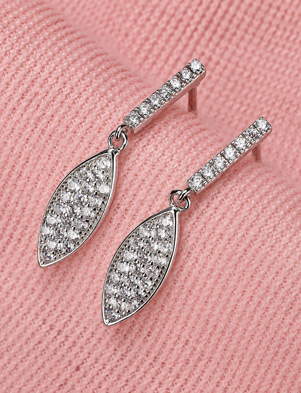 Marquise Drop Earrings for Women, Geometric Pavé Style Dangle Stud Earrings, Wedding Office Party Jewelry