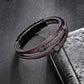 Mens Bracelet Adjustable Clasp Cuff Multi Strand Wristband Leather Bracelet for Daily Wear Minimalist Style Gift for Him