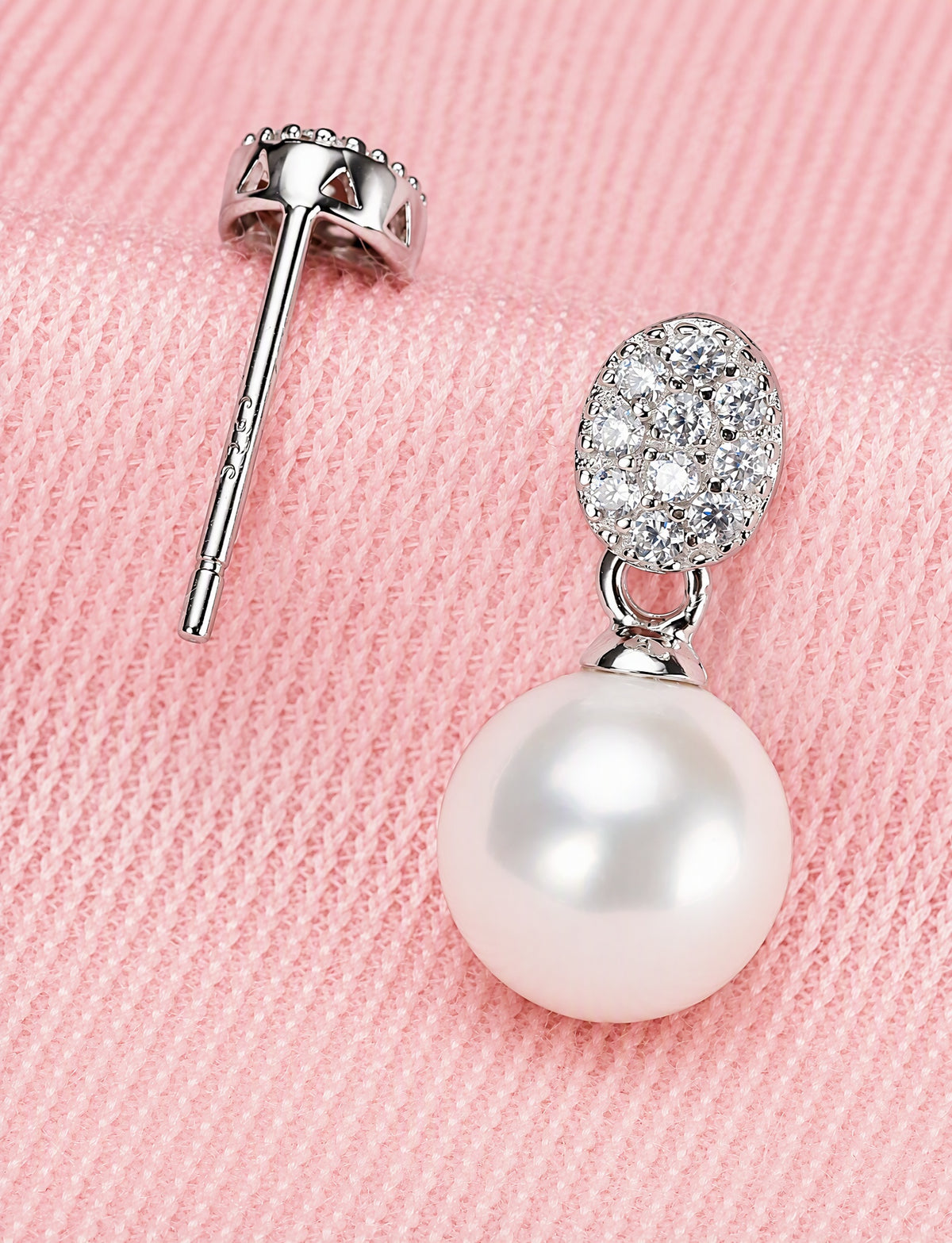 Freshwater Pearl Drop Earrings for Women, Geometric Statement Stud Earrings, Wedding Office Party Jewelry