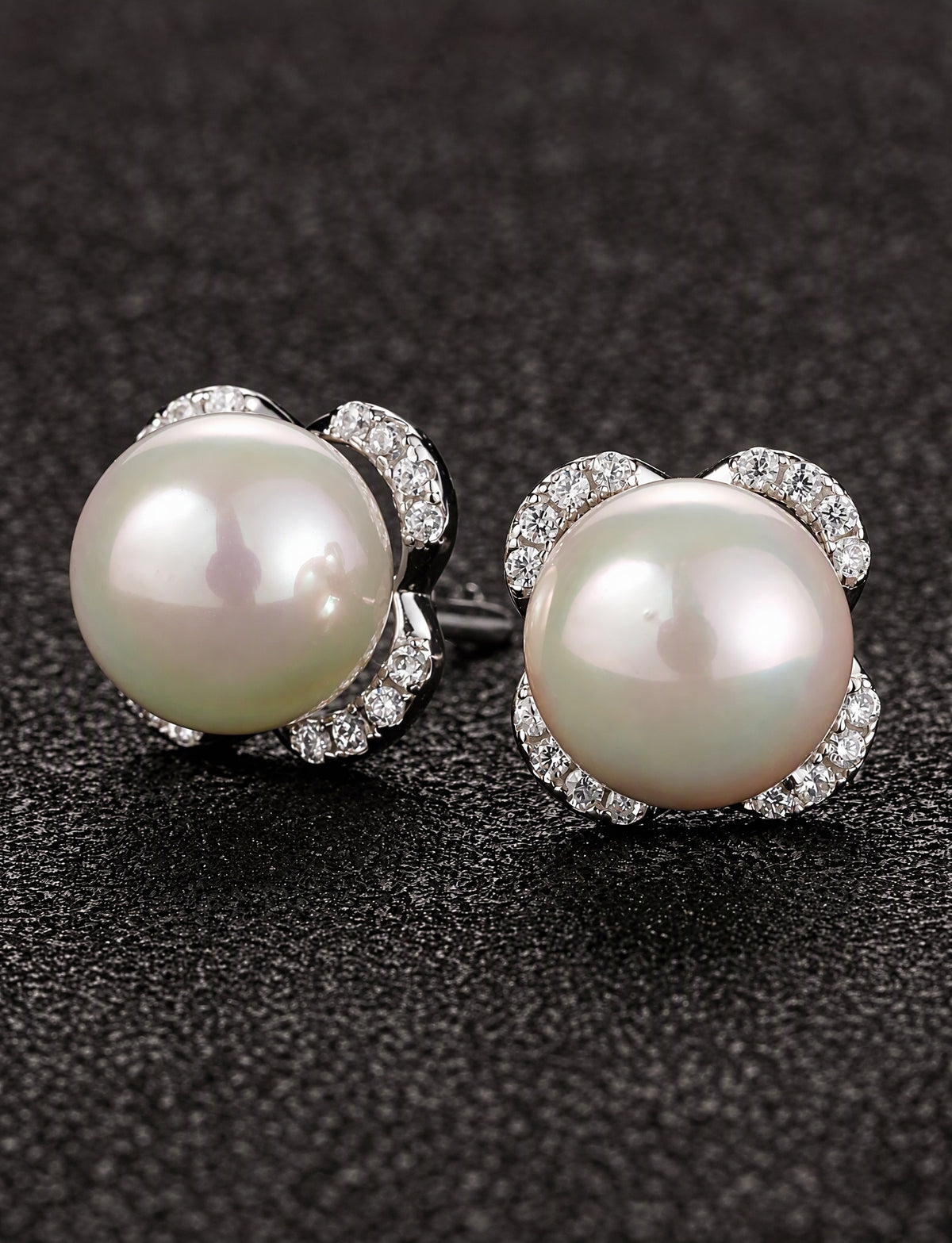 Freshwater Pearl Flower Stud Earrings for Women, Floral Statement Studs, Everyday Office Wedding Party Jewelry