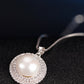 Freshwater Pearl Necklace and Earrings Set, S925 Silver Round Halo Jewelry Set for Women