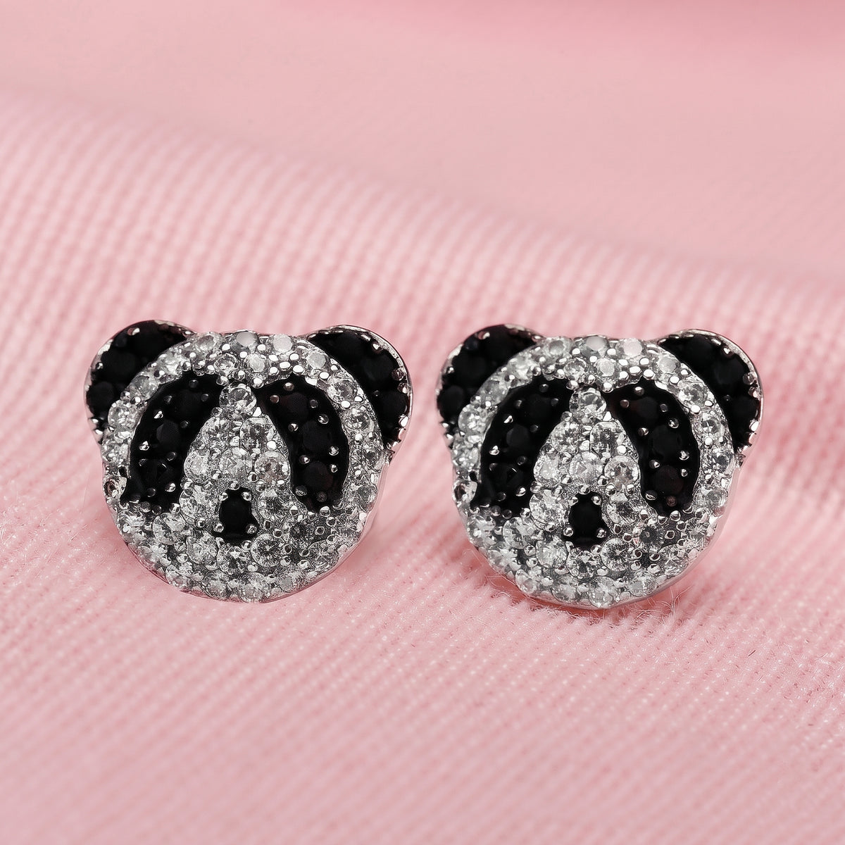 Panda Necklace and Earrings Set, Black and White Panda Jewelry Set, Stud Earrings and Pendant Necklace for Women
