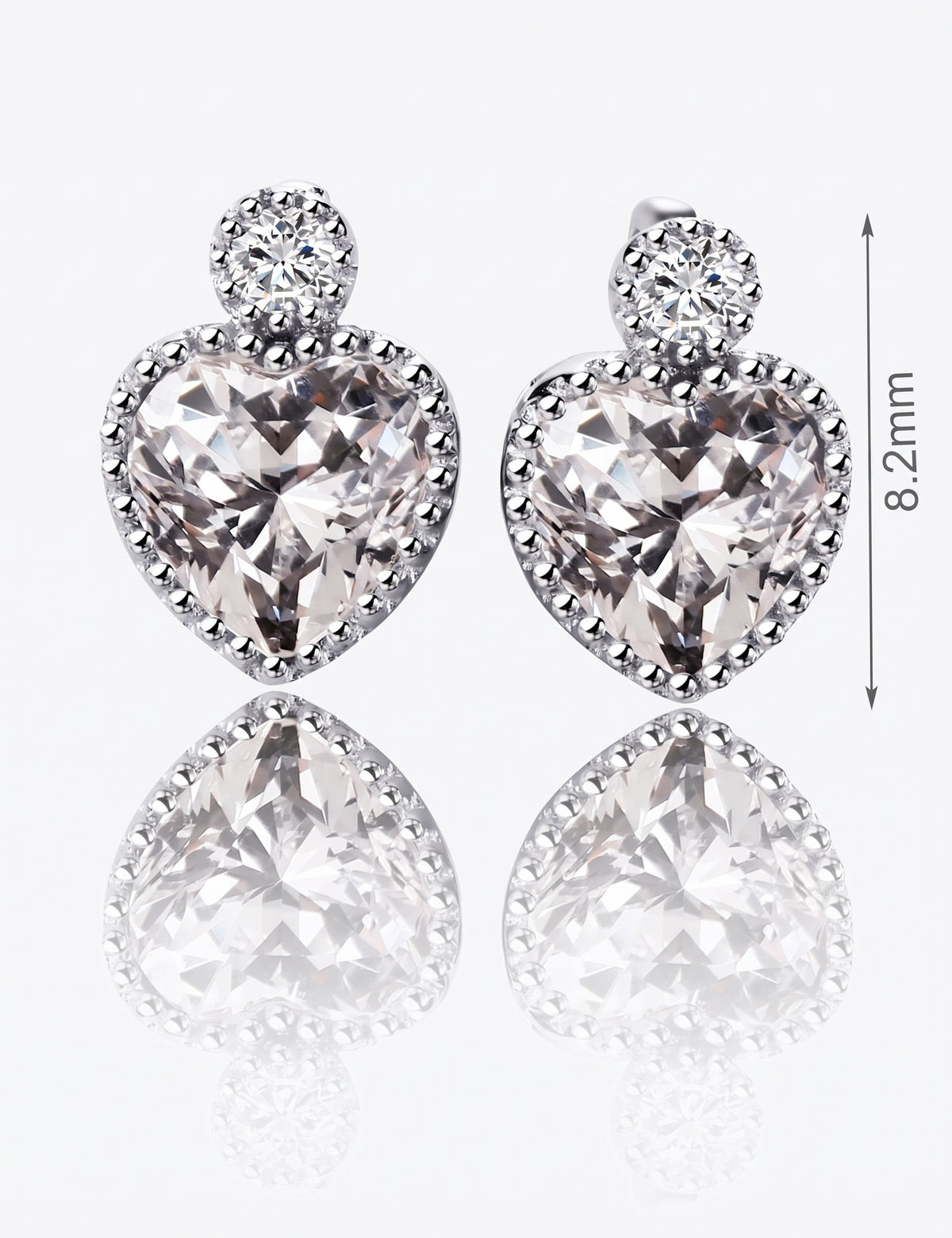 Heart Jewelry Set for Women, Faceted Heart Pendant Necklace and Matching Stud Earrings, Daily Wear Accessories