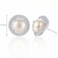 Freshwater Pearl Necklace and Earrings Set, S925 Silver Round Halo Jewelry Set for Women