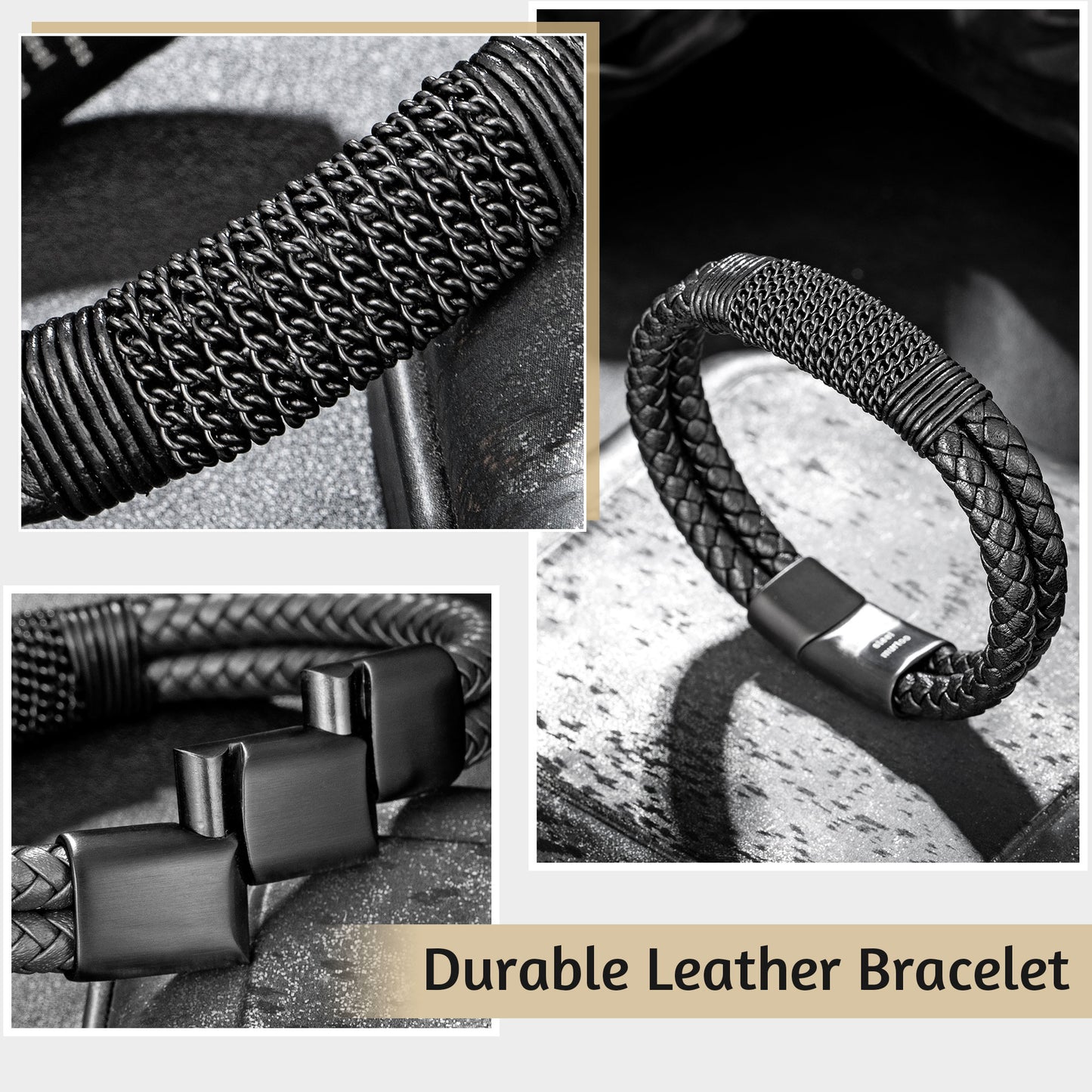 Leather And steel Bracelet B00562