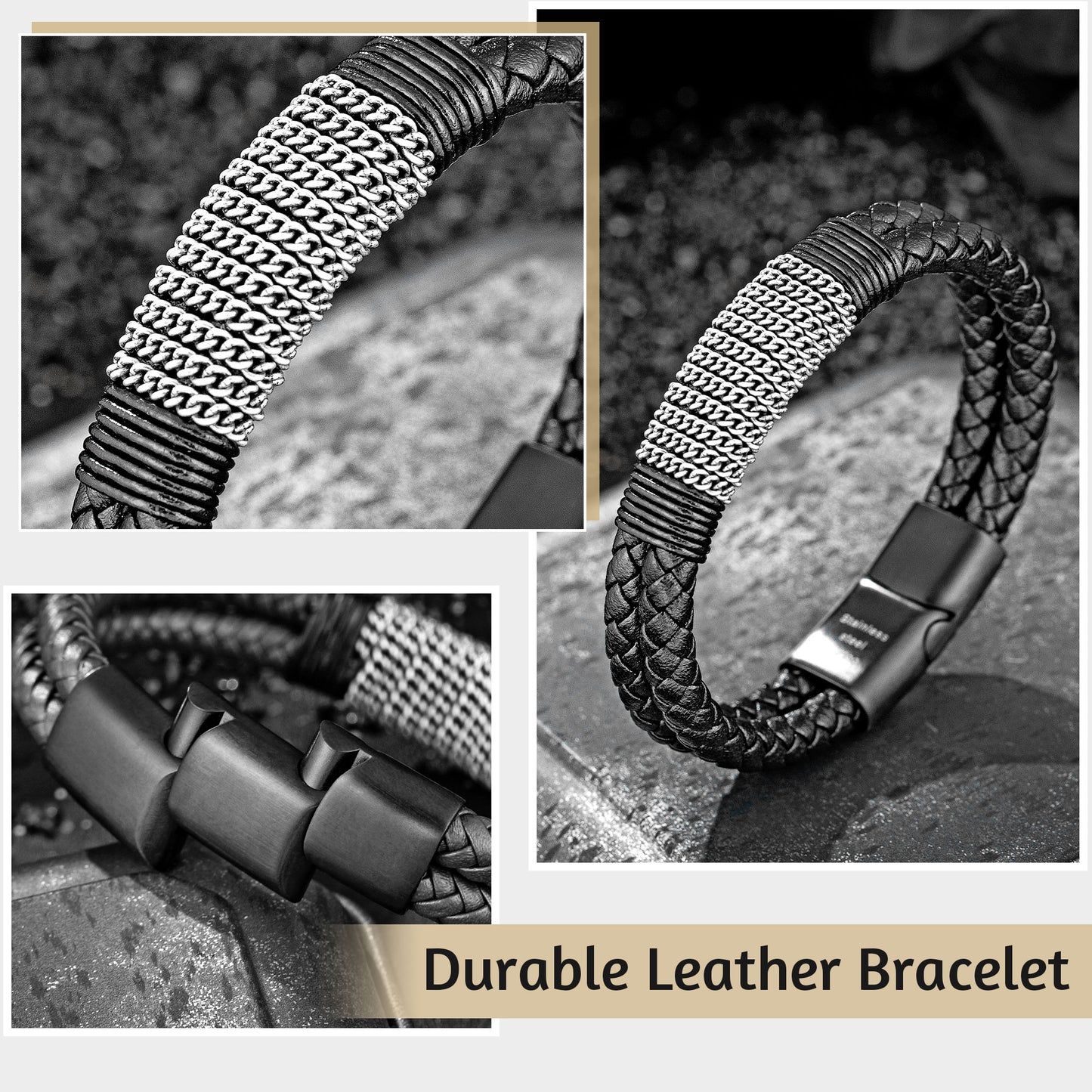 Leather And steel Bracelet B00504