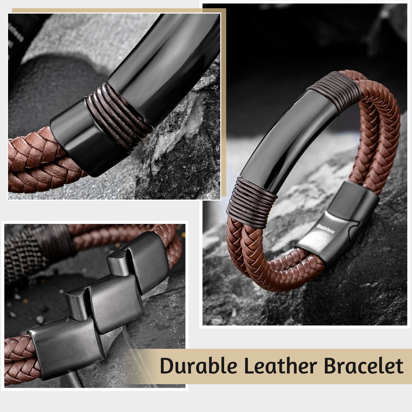 Leather and Steel Bracelet B00643