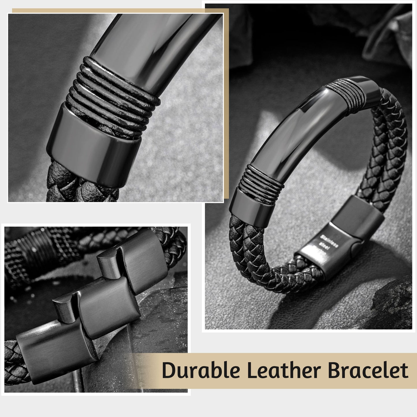 Leather and Steel Bracelet B00634