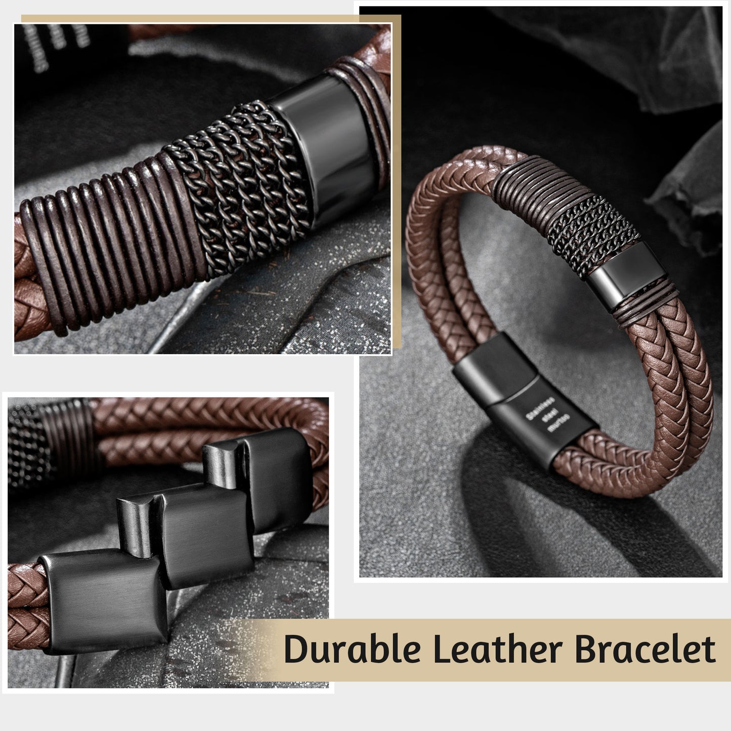 Leather And steel Bracelet B00566