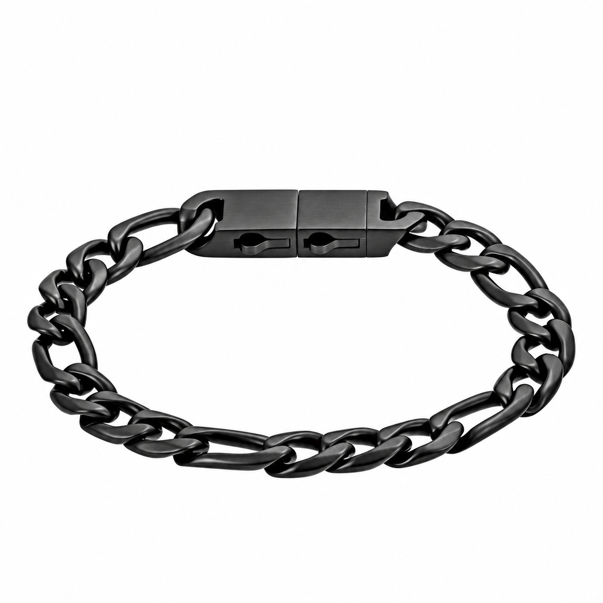 10mm Mens Figaro Chain Bracelet, Mens Vintage Silver Bracelet, Adjustable Link Clasp, Classic Statement Wrist Accessory BHR00290