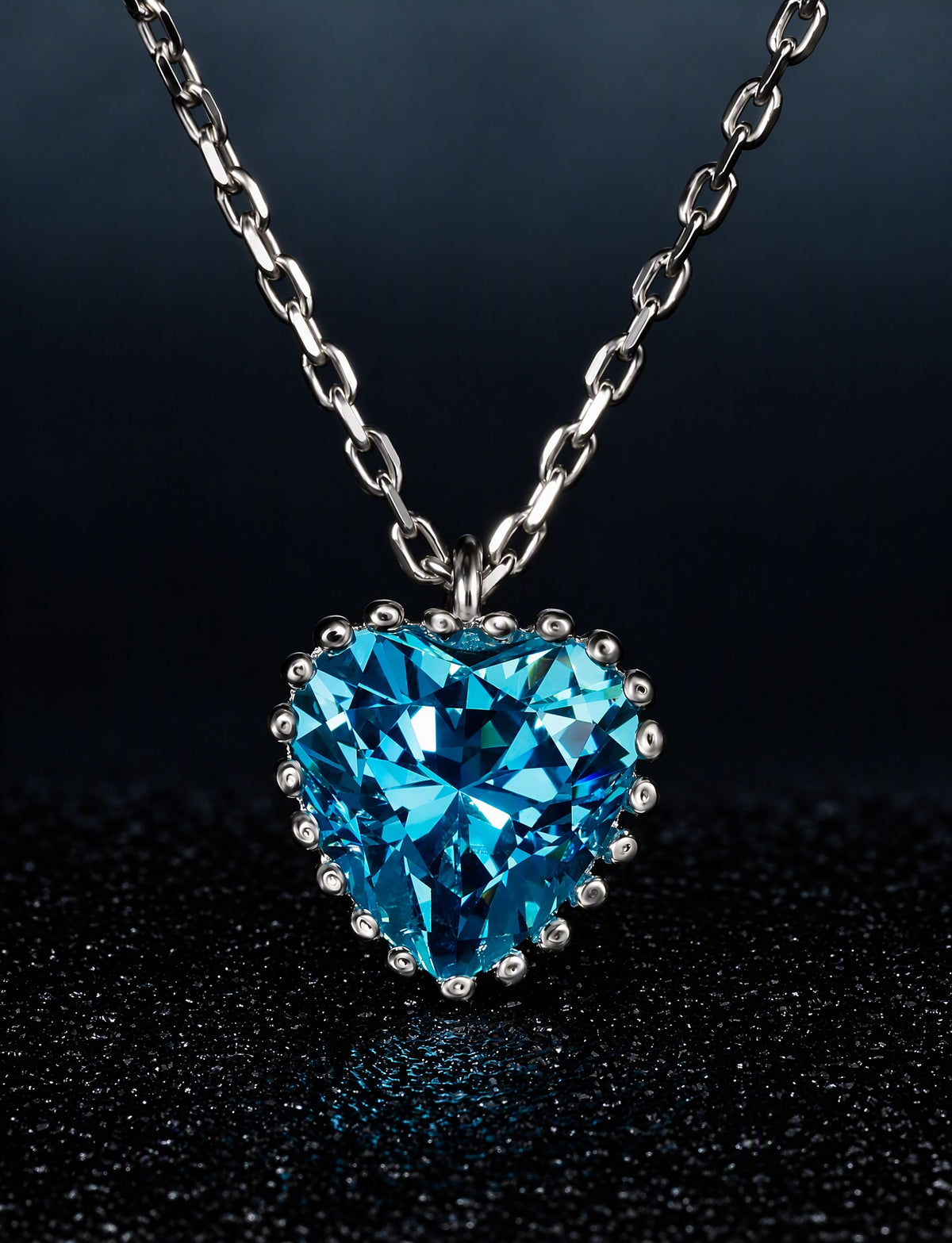 Heart Pendant Necklace for Women, Faceted Heart Center with Beaded Edge, Dainty Romantic Jewelry for Everyday Style