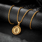 Antique Gold Rose Pendant Necklace Twisted Rope Chain N01560