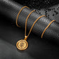 Antique Gold Rose Pendant Necklace Curb Chain N01555