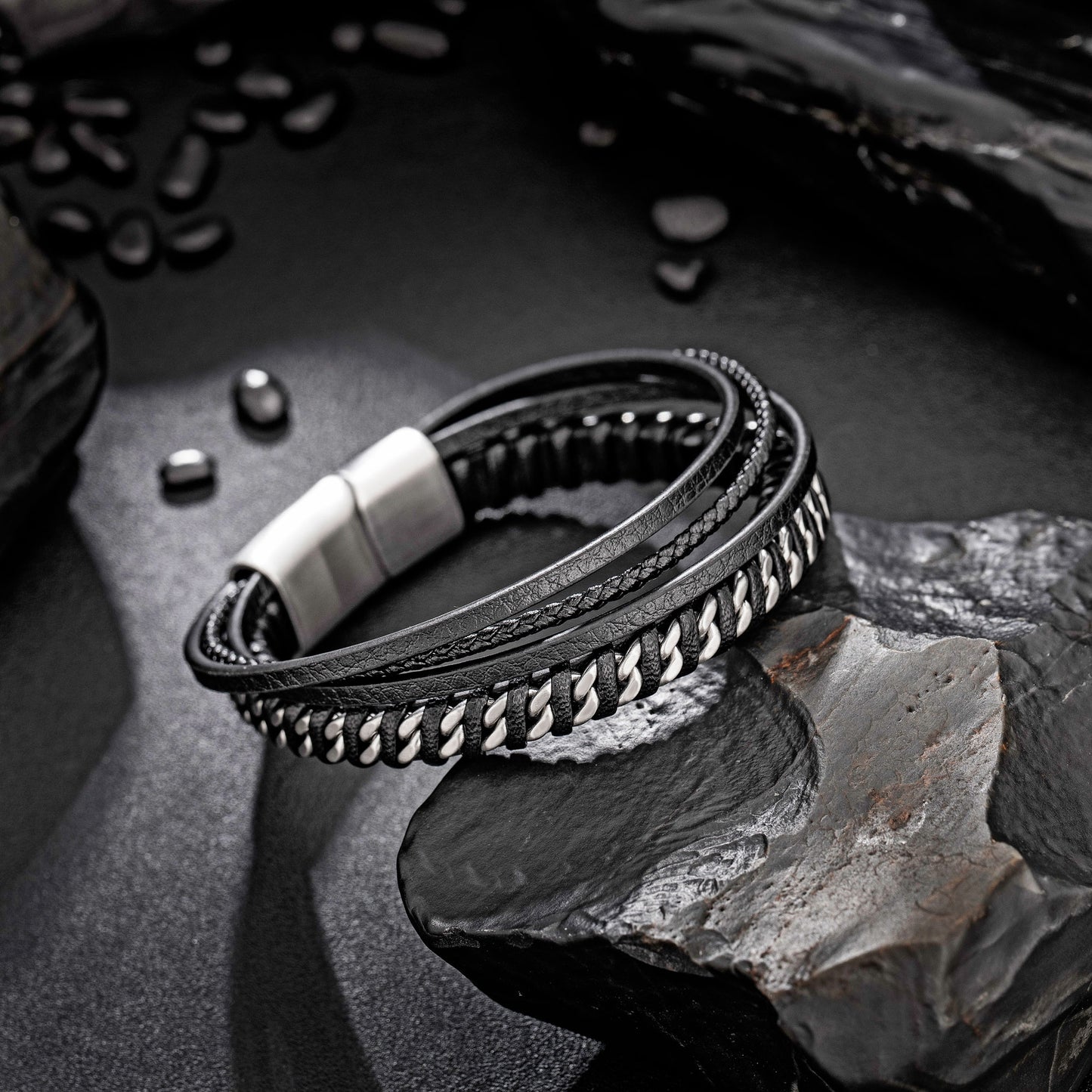 Leather and Steel Bracelet B00768
