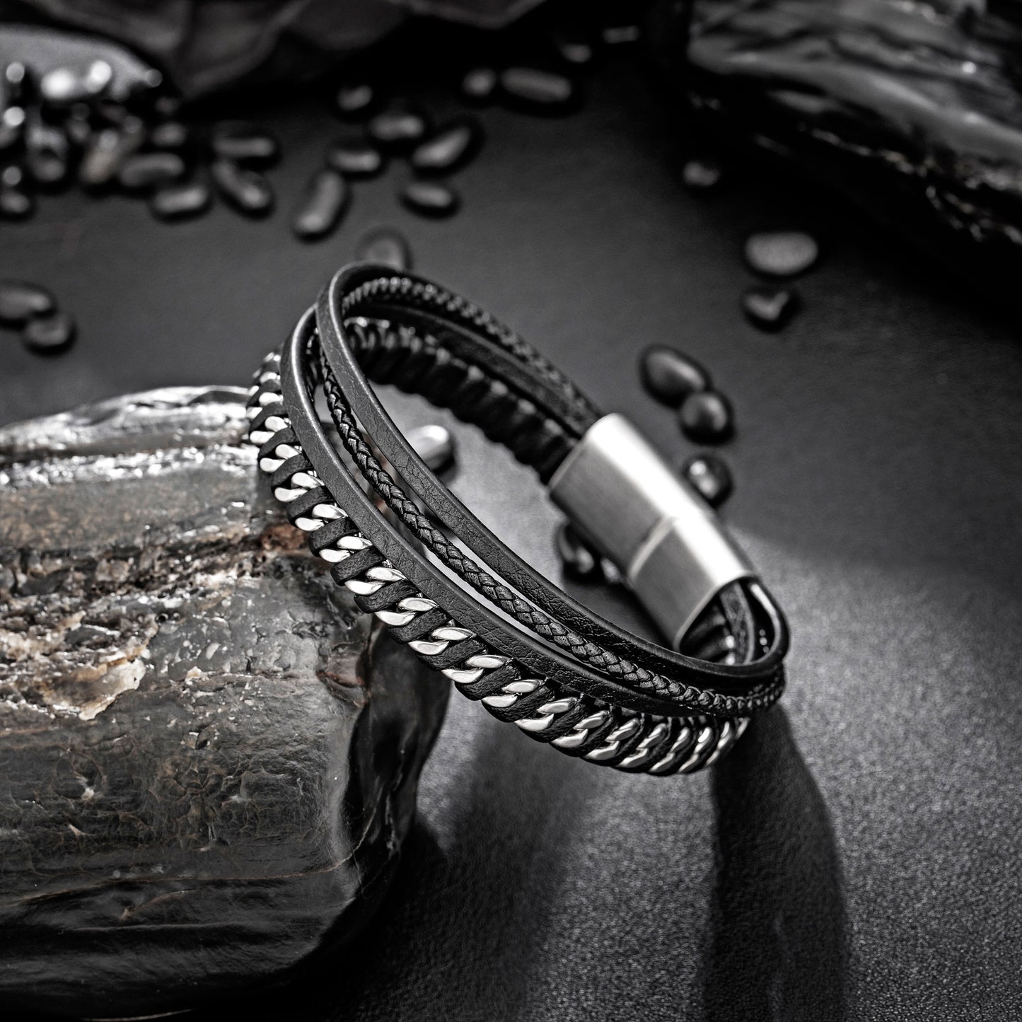 Leather and Steel Bracelet B00768